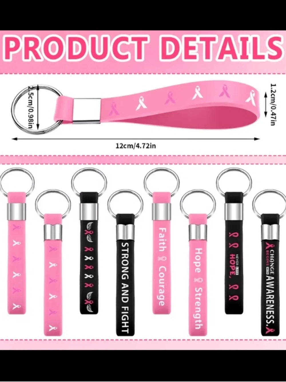 *Buy Now* Breast Cancer Awareness Wrist Keychain Thank You Set of 15